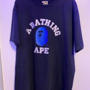 Bape T-Shirt Blue A Bathing Ape Head Logo Size XL 100% Authentic
